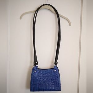 Mid Length Faux Blue and Black alligator purse